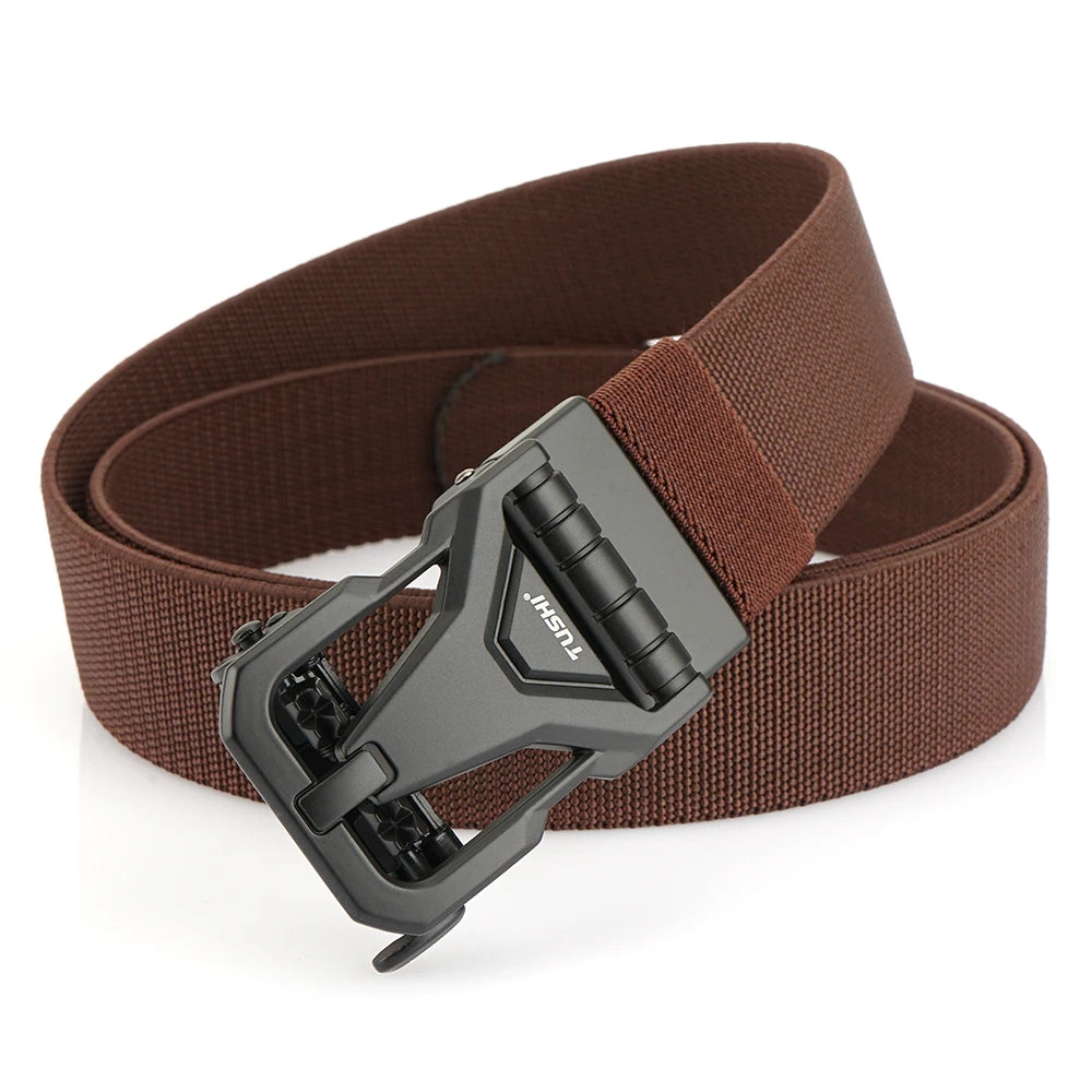 Herren Gürtel Elastisch Verstellbar Blau Mit Automatik-Schnalle Nylon-Stretch Breite 3,8 cm Größe 100–120 cm