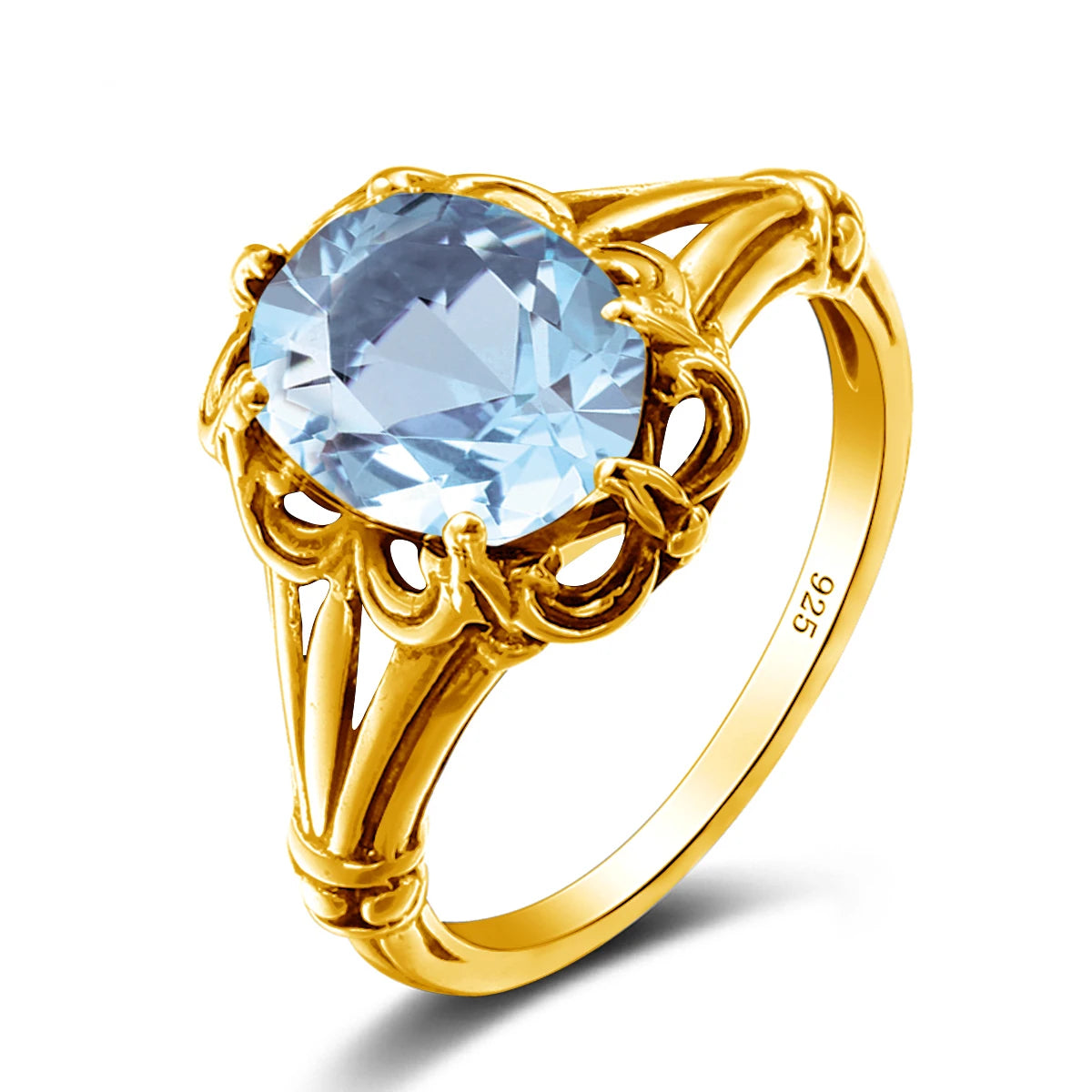 Damen-Ring aus Gelbgold mit ovalem Mystic Topas 8x10mm handgefertigt Schmuckgeschenk