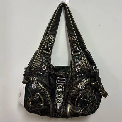 Damen-Schultertasche Großes Vintage-Tote mit Top-Handle und Großem Fassungsvermögen für Alltag