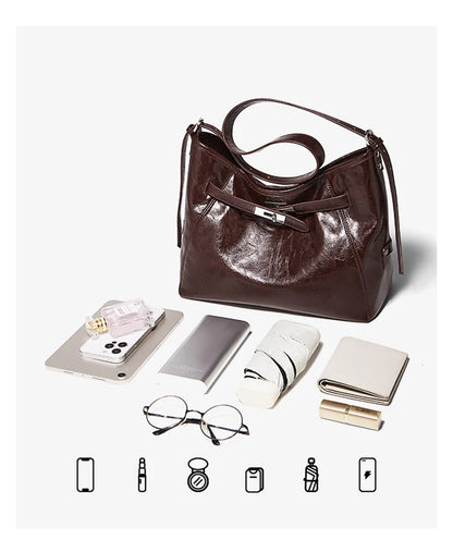 Damen-Schultertasche mit großem Fassungsvermögen aus PU-Leder, Alltagstasche für Arbeit und Freizeit