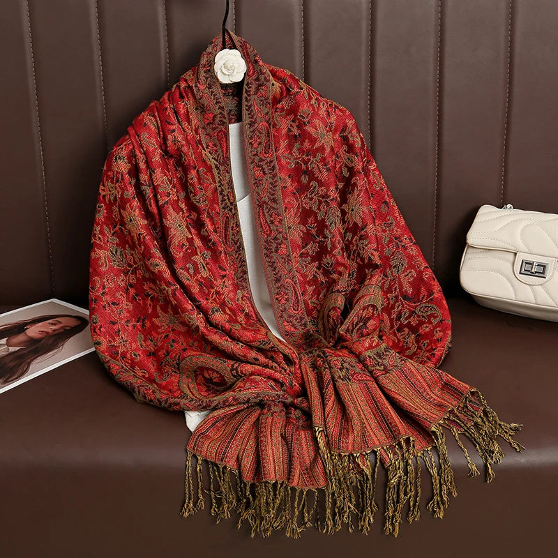 Damen Winterschal Kaschmir Jacquard Paisley lang Pashmina Bandana Foulard Luxus