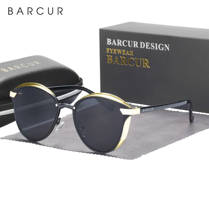 Damen-Sonnenbrille rund Katze Farbverlauf polarisiert UV400 D