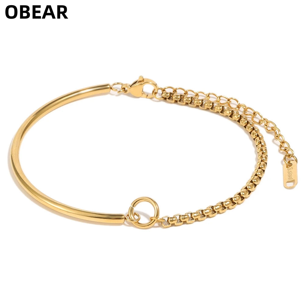 Damen-Armband mit Kastenkette und Stabglieder aus Edelstahl