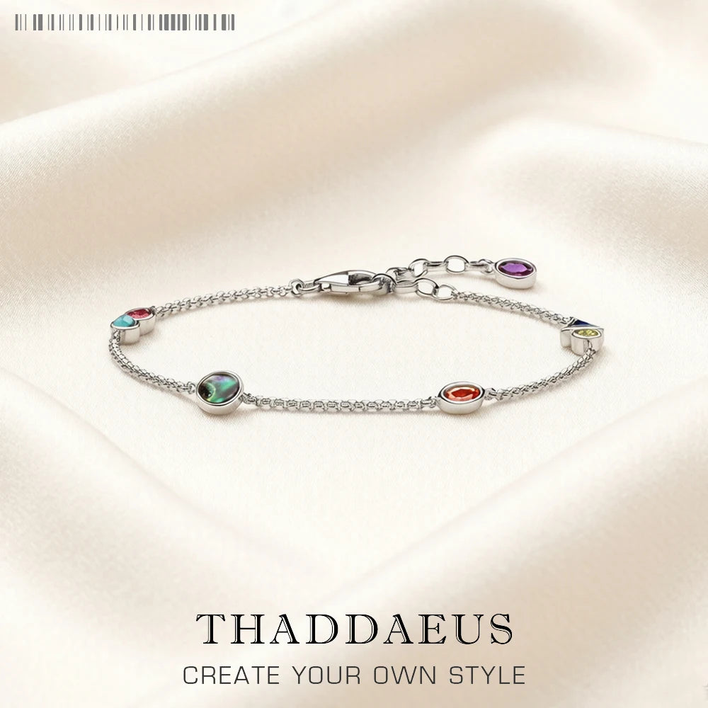 Damen-Armband bunte Natursteine Böhmen aus Sterlingsilber