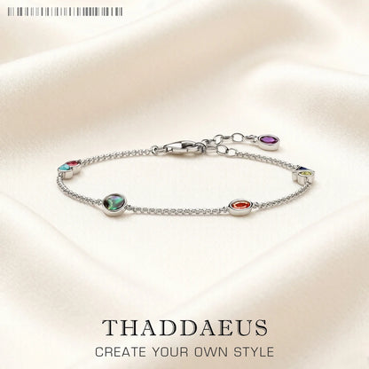 Damen-Armband bunte Natursteine Böhmen aus Sterlingsilber