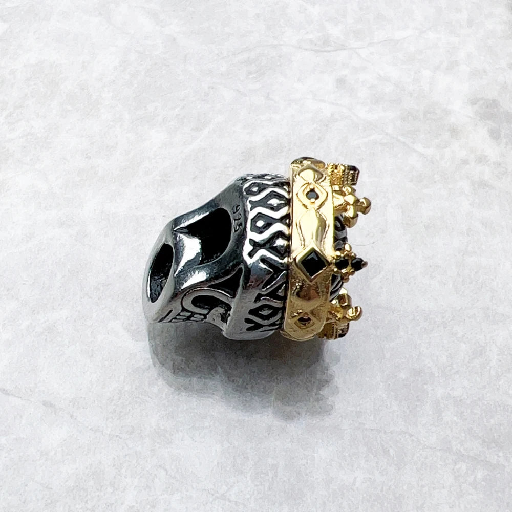Damen-Charm-Anhänger Totenkopf Krone Karma Punk II aus Sterlingsilber