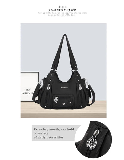Damen-Handtasche mit Griff aus weichem Polyurethan im Vintage-Design und Mehrfachfächern für Alltag und Abend