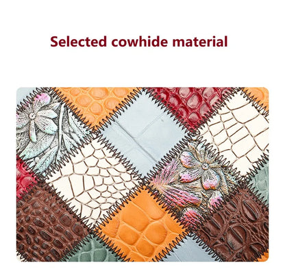 Damen-Schultertasche Patchwork-Leder Boho-Stil