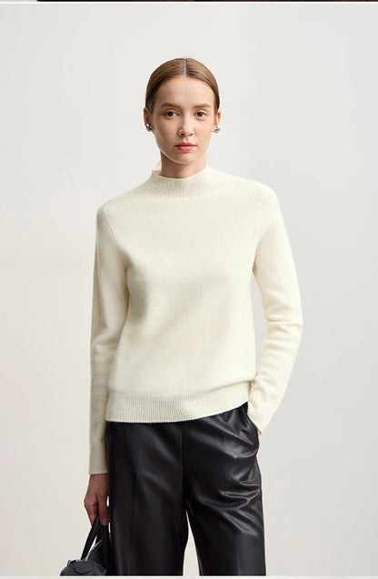 Damen-Halbrollkragen-Pullover 100 % Wolle warm vielseitig Winter