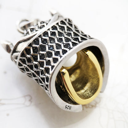 Damen-Charm-Anhänger Schwert Krone Ritter Schutz aus Sterlingsilber