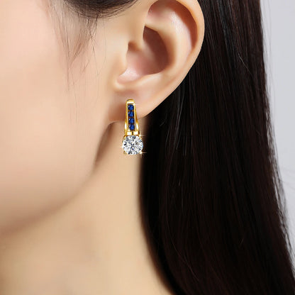 Damen-Ohrhänger Moissanit aus Sterlingsilber, D-Farbe VVS1, 2 Karat, 8 mm Schmuck für Hochzeit und Festlichkeiten