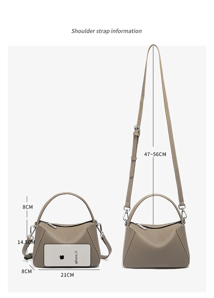 Damen Handtasche aus Rindsleder mit Crossbody-Tasche im Minimalistischen Stil
