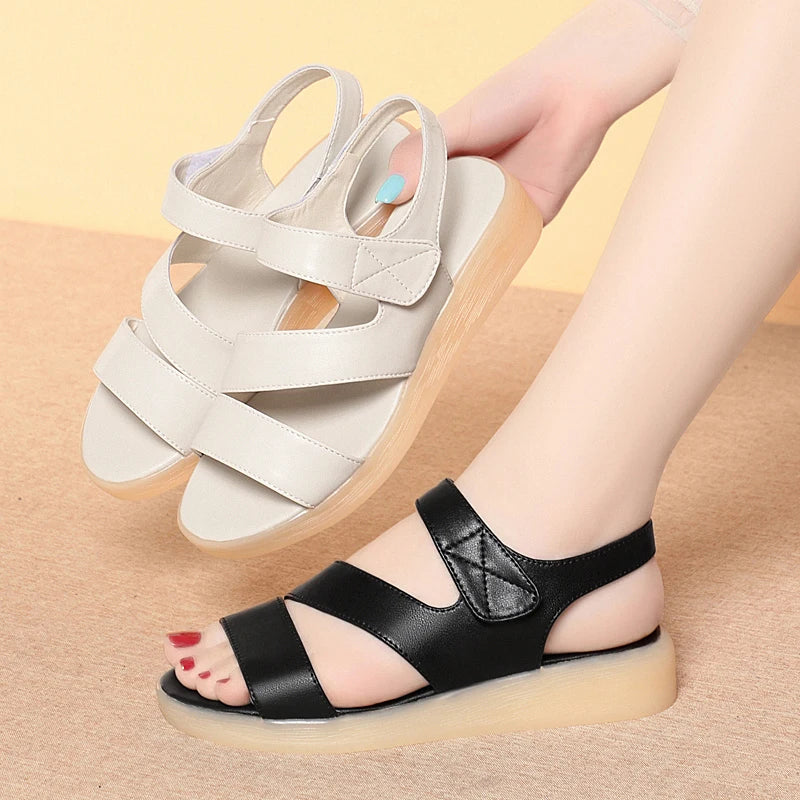 Damen Sandalen Flach Rutschfest Römisch