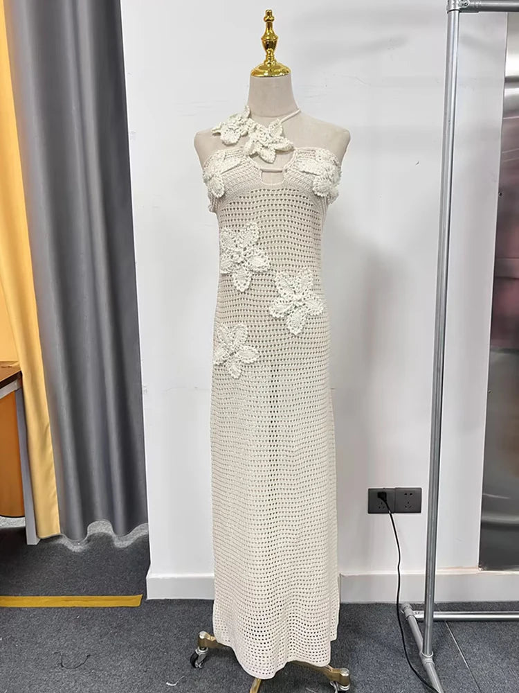 Elegantes Damen-Midikleid mit Rundhalsausschnitt und langen Ärmeln im Patchwork-Design mit Diamantenmuster