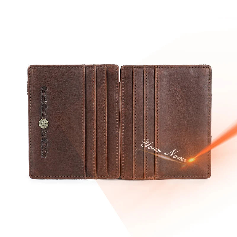 Herren Echtleder Geldbörse Slim RFID Kartenhalter Geldclip ultra dünn Mini Geschenk