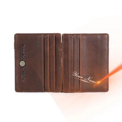 Herren Echtleder Geldbörse Slim RFID Kartenhalter Geldclip ultra dünn Mini Geschenk
