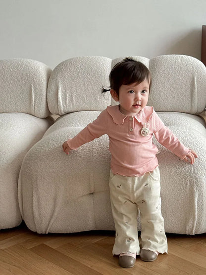 Mädchen Hemd mit süßem 3D Bunny und Kragen für Kinder von 9M bis 5T