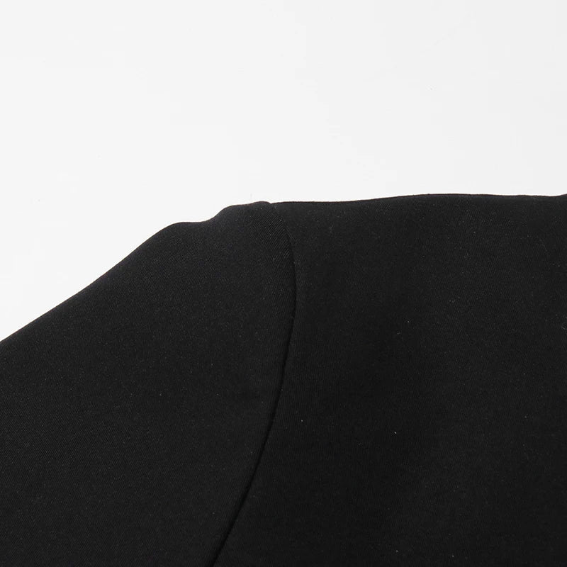 Zweiteiliges Damen-Set mit Reverskragen, langärmligem Patchwork-Blazer und hoch taillierter Hose – lässig und stilvoll