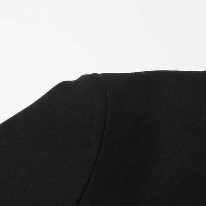 Zweiteiliges Damen-Set mit Reverskragen, langärmligem Patchwork-Blazer und hoch taillierter Hose – lässig und stilvoll