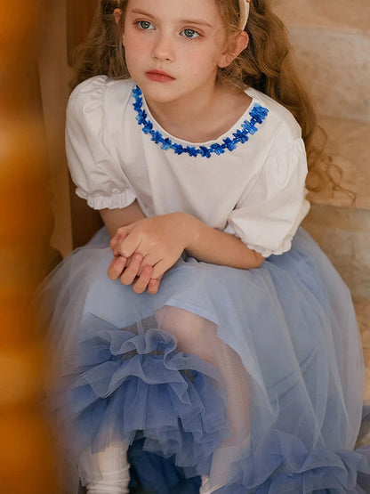 Elegantes Mädchen-Sommerkleid in Lila für Partys und Hochzeiten – Blumenkleid mit luxuriösem Design, ärmelloses Kleid in Khaki Beige für Kinder von 3 bis 14 Jahren.