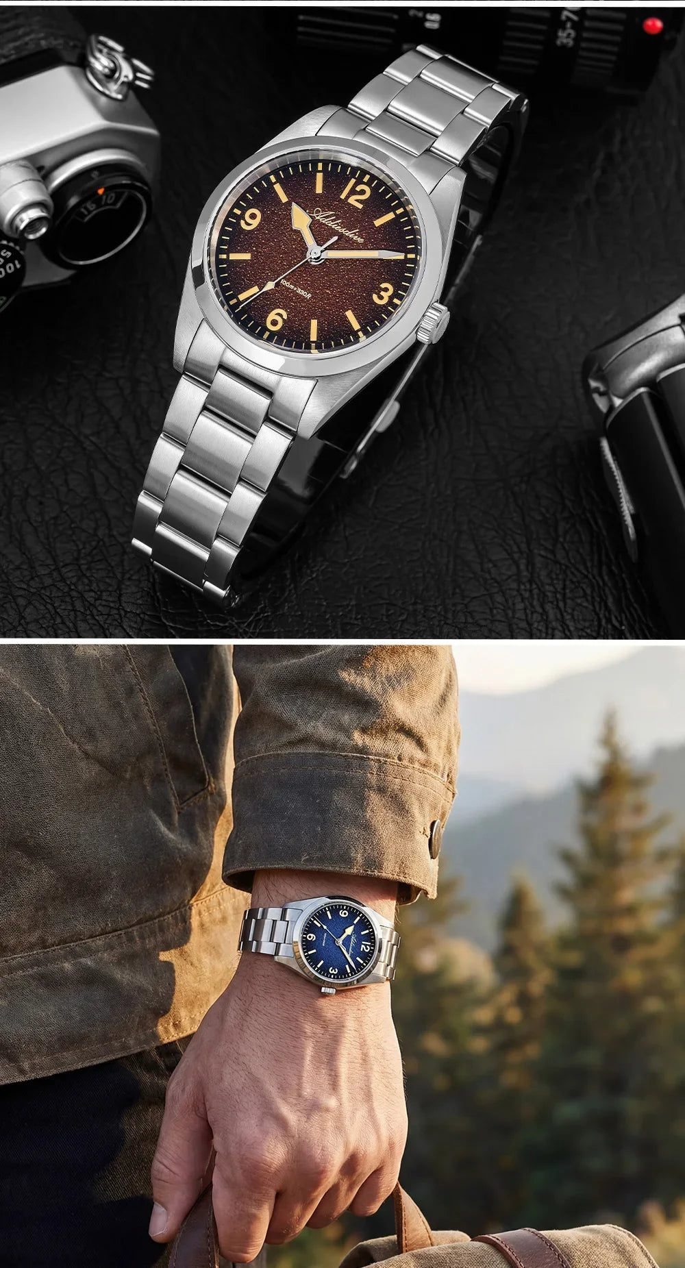 Herren-Quarzuhr mit Saphirglas und C3-Retro-Leuchtmasse