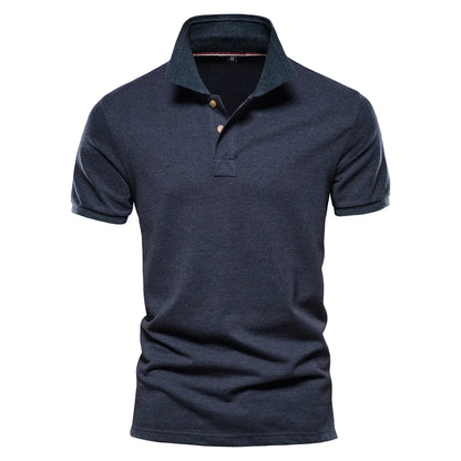 Herren Poloshirt aus Baumwolle in einfarbig mit klassischem Design für Freizeit und Business