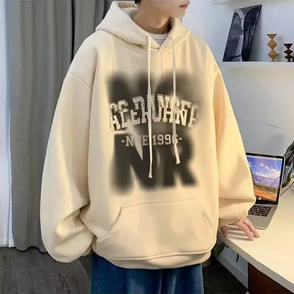 Herren Hoodies mit Goth Brief Drucken und Kapuze im Vintage-Stil