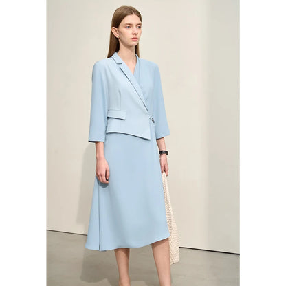 Modernes Gespaltenes Midi Kleid Für Damen Mit Zweiteilerlook Und Slim Schnitt