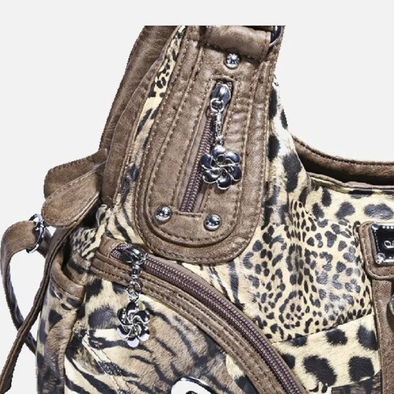 Damen-Handtasche Leopard-Print Großes Fassungsvermögen Schultertasche Top-Handle Vielseitiger Alltagsbegleiter