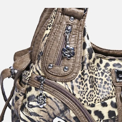 Damen-Handtasche Leopard-Print Großes Fassungsvermögen Schultertasche Top-Handle Vielseitiger Alltagsbegleiter