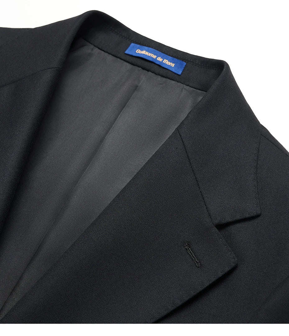 Doppelreihiger Herrenanzug im Korea-Stil – Slim Fit mit Streifenmuster in Blau, Grau, Schwarz oder Braun, ideal für Hochzeiten und formelle Anlässe.