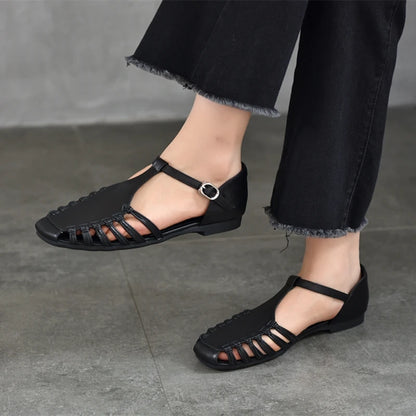 AIYUQI Damen-Sandalen, Sommer 2022, neue handgewebte römische Sandalen, weiblich, große Größe, rutschfeste Schweinekäfig-Schuhe für Damen