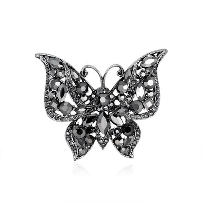 Brosche Schmetterling Strass Kristall Dunkel Winter Insekt Modeschmuck