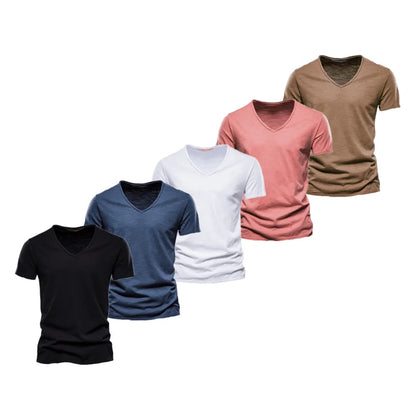 Herren T-Shirt im Casual-Stil mit V-Ausschnitt in einfarbigem Design