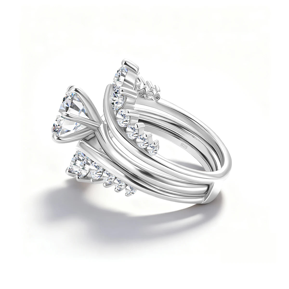 Damen-Verlobungsring-Verstärker aus Sterling Silber mit Moissanit Stein für funkelnde Hochzeiten