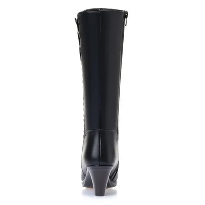 AIYUQI Women High Boots Shiny 2025 New Genuine Leather Wool Warm Women Winter Boots High Heel Fashion Office Boots Women