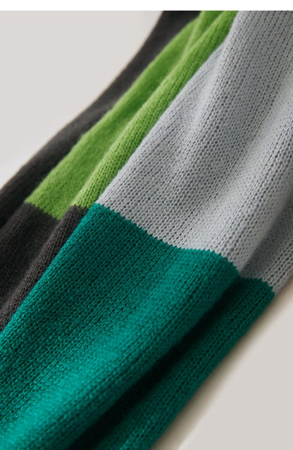 Ärmel-Detail: Rippenbündchen, Colour-Block grau, grün und dunkel