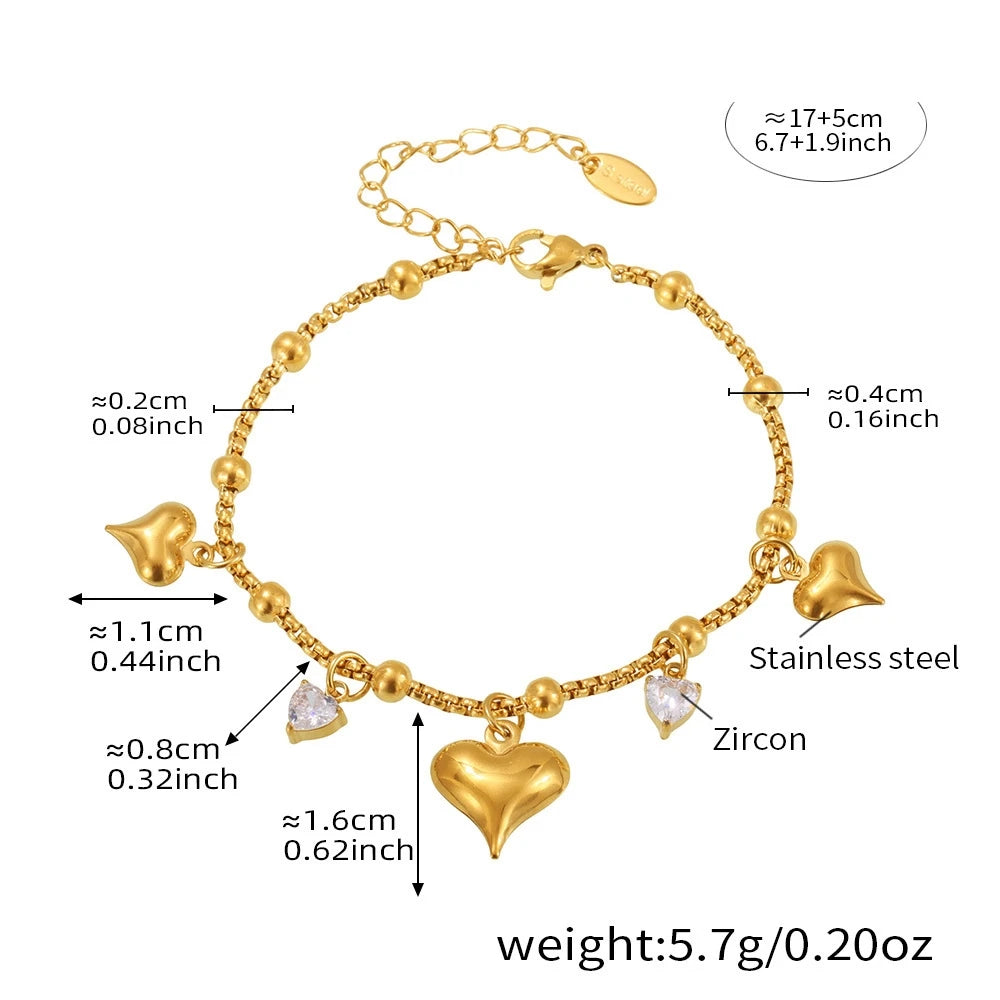 Damen-Armband mit Herz-Zirkonia aus Edelstahl