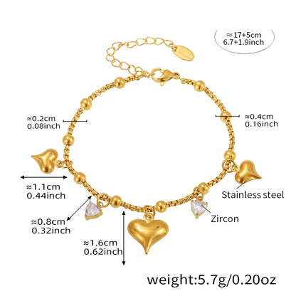 Damen-Armband mit Herz-Zirkonia aus Edelstahl