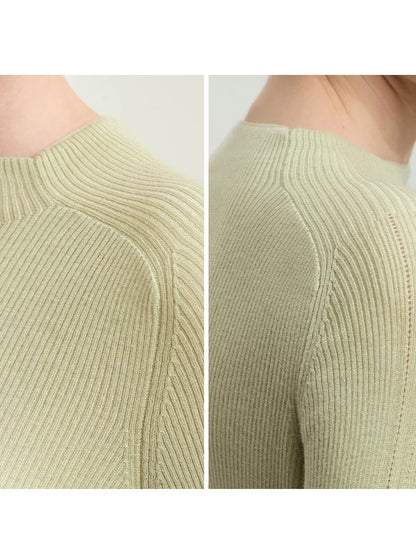 Damen-Halbrollkragen-Pullover Slim Raglan Wolle-Mix Herbst-Winter