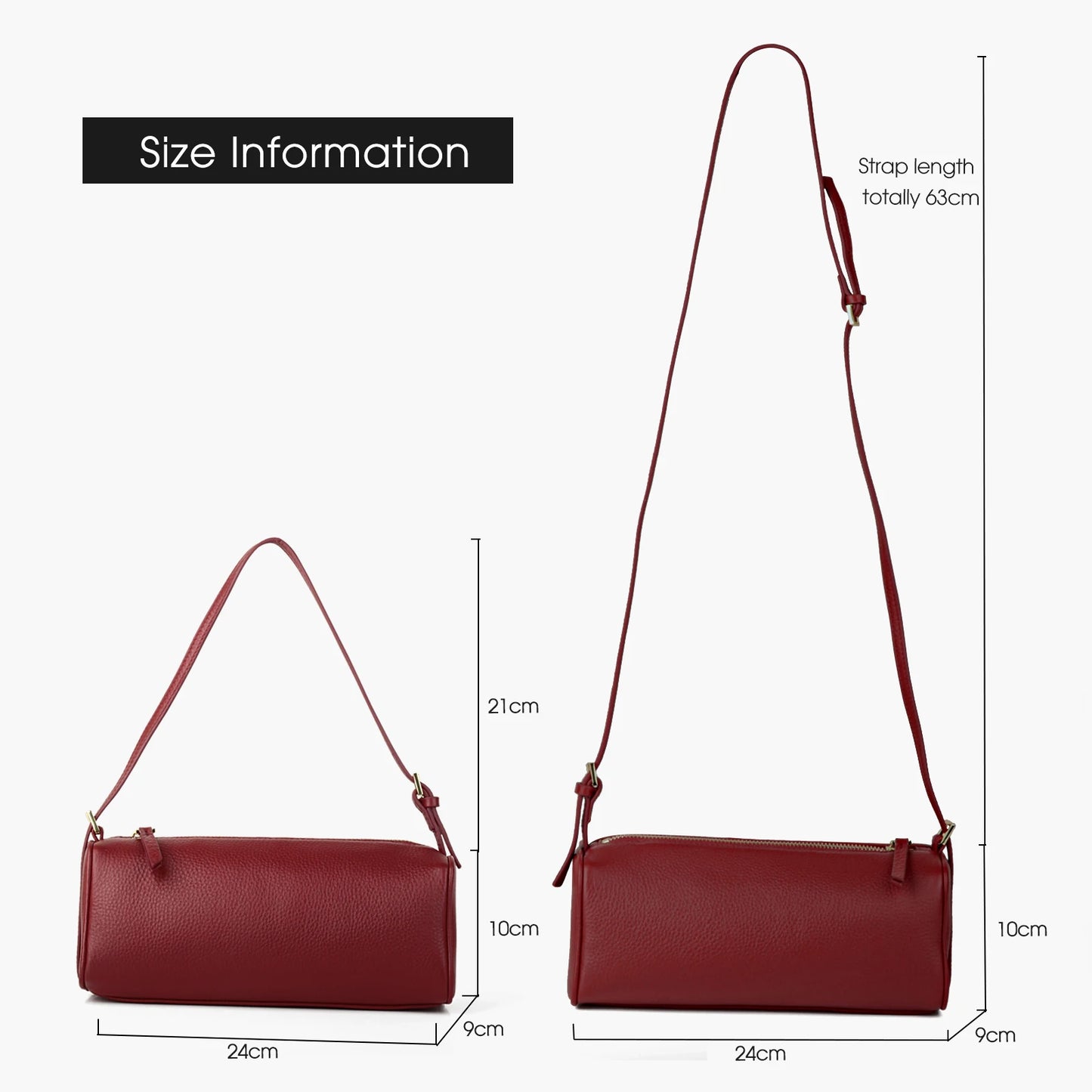 Rindsleder-Handtasche | Top-Handle Mit Schultergurt