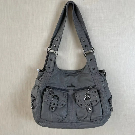 Damen-Schultertasche aus PU Bronze Retro-Stil mit Topgriff und Smartphonefach große Kapazität