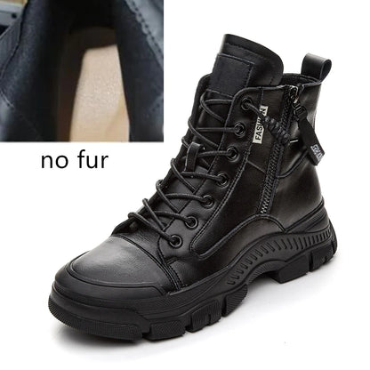 Schwarzer Damensneakerstiefel mit Schnürung, seitlichem Reißverschluss und Rundkappe