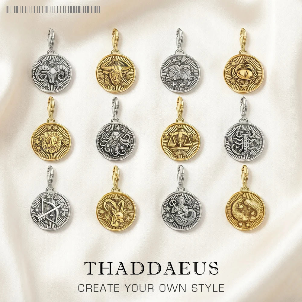 Damen-Charm-Anhänger Sternzeichen Horoskop Vintage aus Sterlingsilber