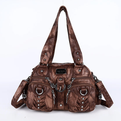 Damen-Satchel-Handtasche aus PU-Leder mit Reißverschluss und viel Stauraum für Alltag und Freizeit