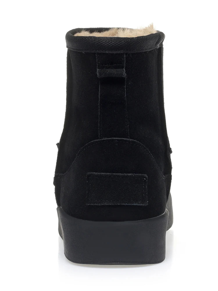 Damen Schnee Stiefel aus echtem Leder mit warmem Wollfutter