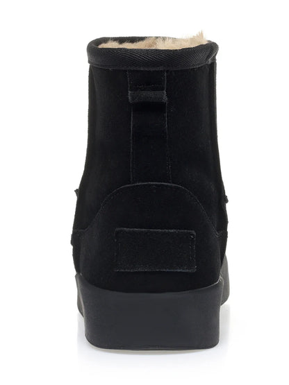 Damen Schnee Stiefel aus echtem Leder mit warmem Wollfutter