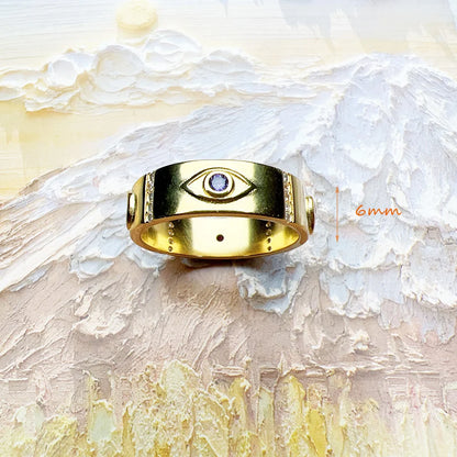 Damen-Ring kosmische Motive golden Talisman aus Sterlingsilber