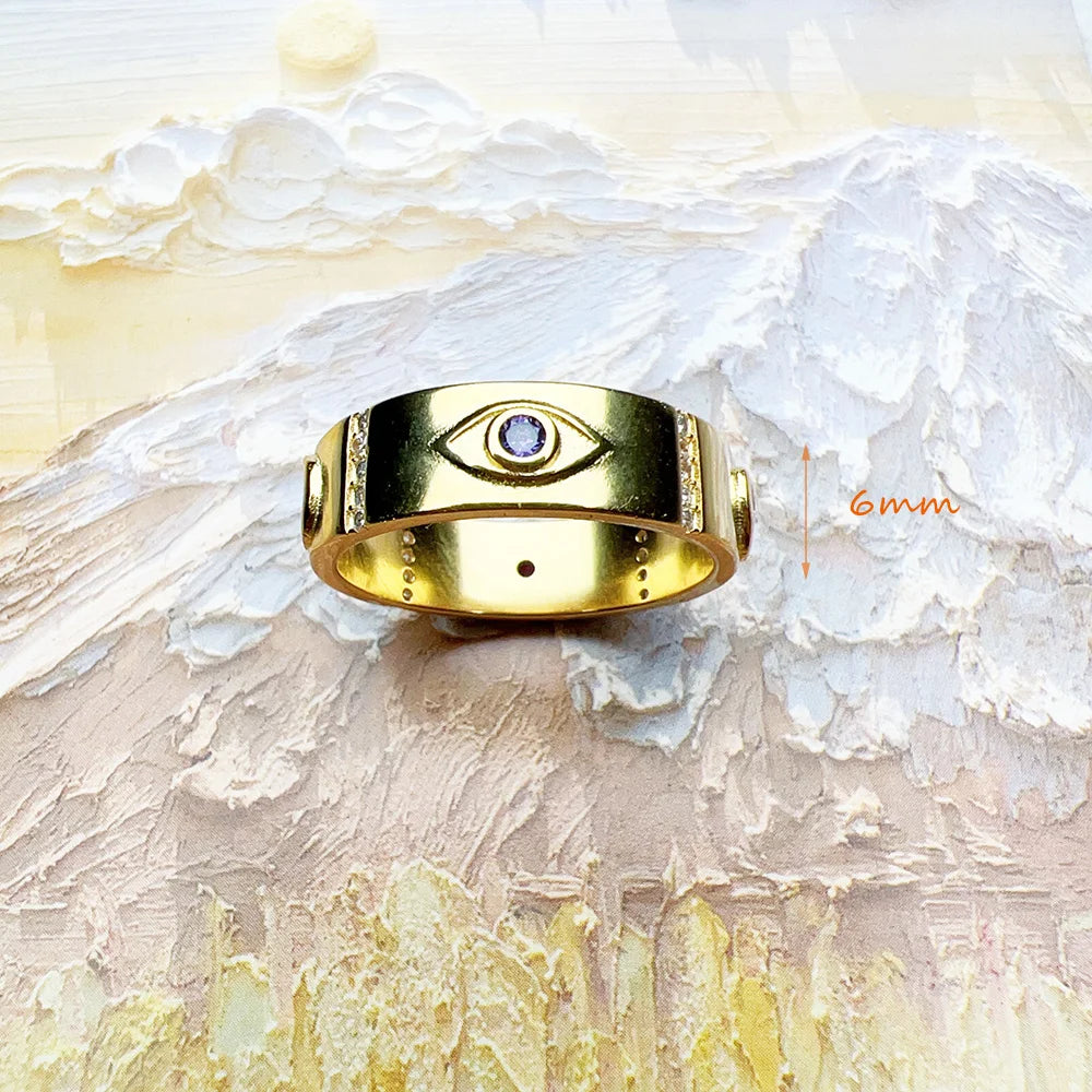 Damen-Ring kosmische Motive golden Talisman II aus Sterlingsilber