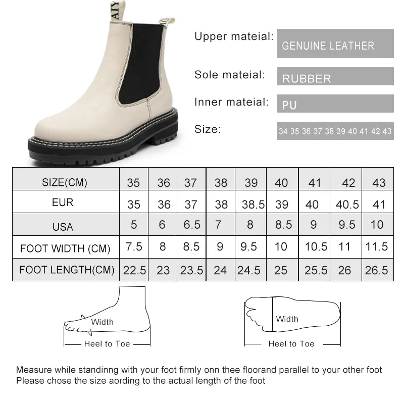 Women's Chelsea Boots Genuine Leather 2025 Autumn Winter Trend Thick-soled Women Ankle Boots All-match Marton Boots Ladies